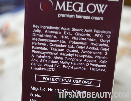 Meglow fairness cream for women ingredients