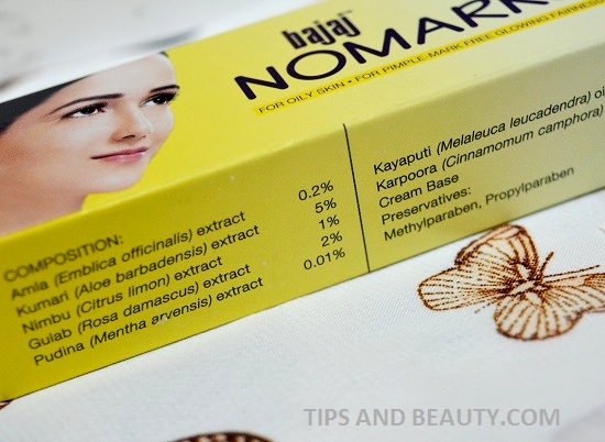 Bajaj No Marks Cream for oily skin ingredients