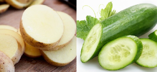 potatoes to cure dark circles under the eyes with cucumber juice