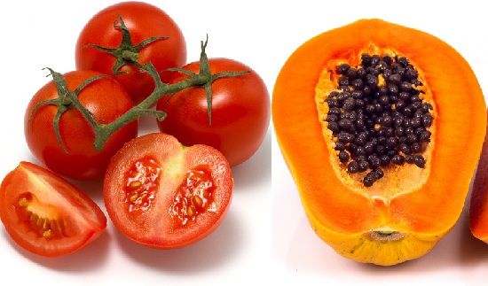 tomato to cure acne scars with papaya
