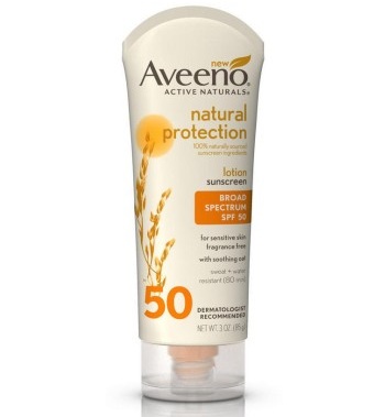 Aveeno Natural Protection Broad Spectrum Spf 50 Suncreen Lotion
