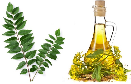 mustard oil and curry leaves for hair loss and hair regrowth