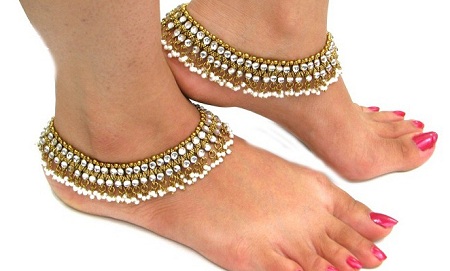Bridal anklet designs pearls