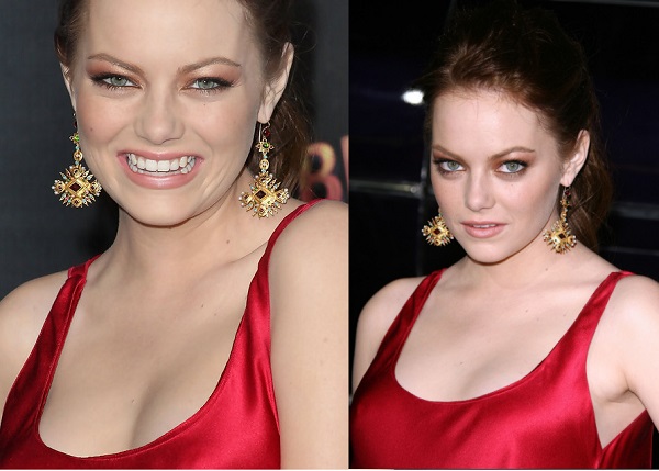 celebrities makeup with red dress