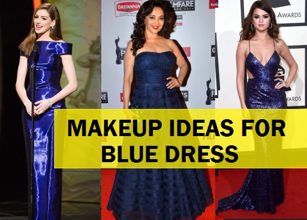 royal blue dress red lipstick