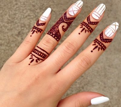 Cute Mehndi Design For Fingers Only