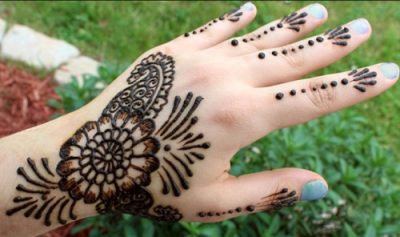 Finger and Back Hand Mehndi Pattern