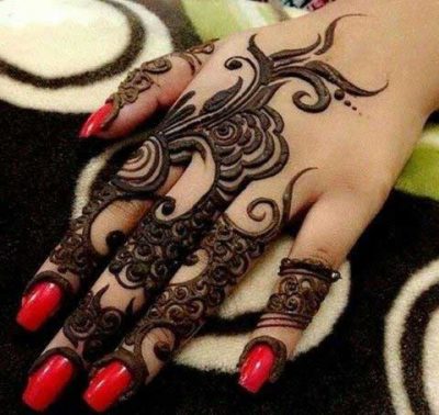 Single Rose Finger Mehndi Design