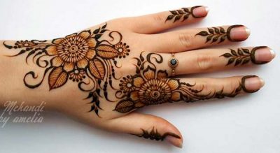 Shaded Flower mehndi Design for back hand