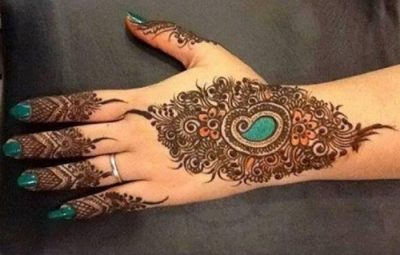 Back Paisley Flower Mehndi Design for Eid