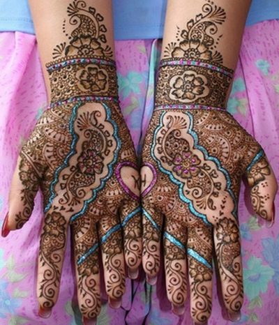 Floral Glitter Mehndi Design