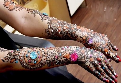 Stone Studded Mehendi design