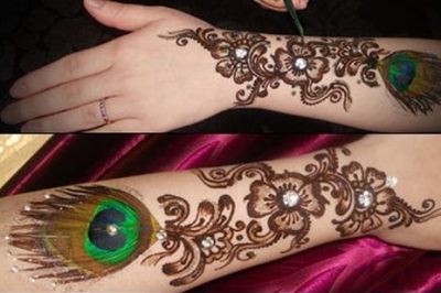 Stone and Peacock mehendi Design