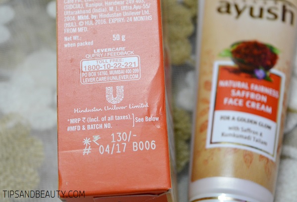Ayush natural fairness saffron face cream review
