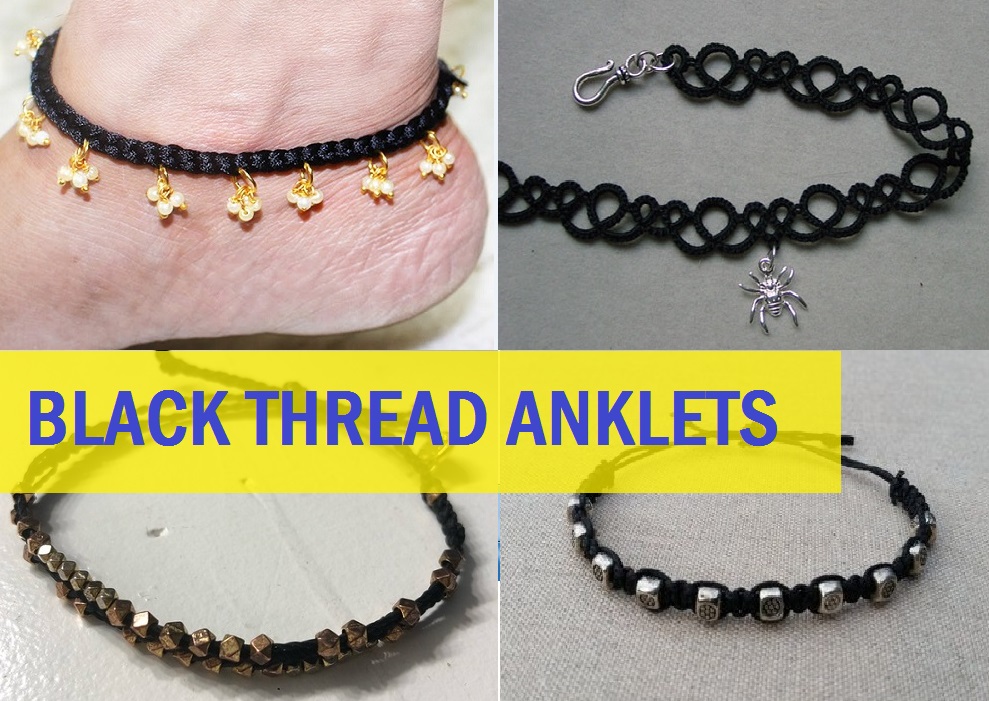best black thread anklet design