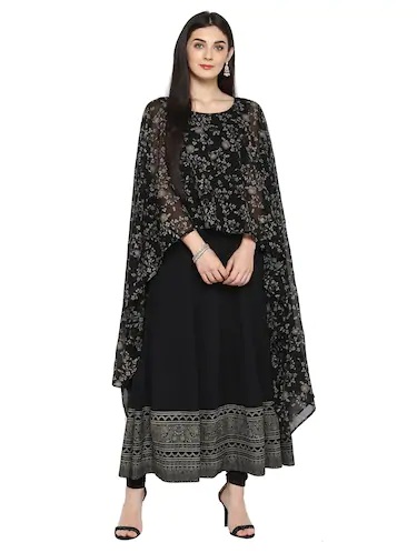 Black Kurta with cape