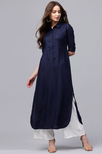 Navy Blue Pathani Kurta For Office