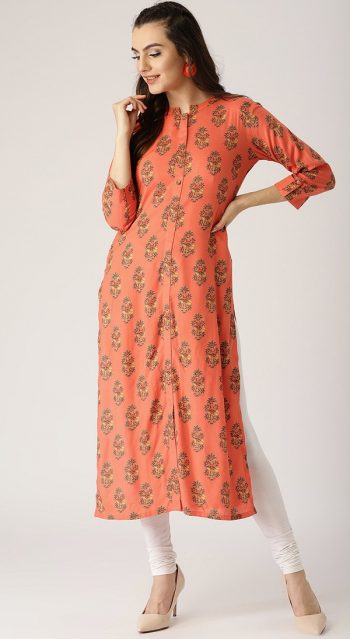 Peach Office Wear Long Kurti for Women