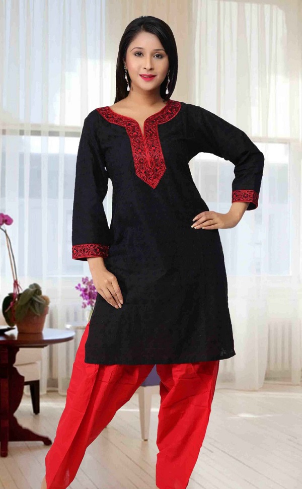 black and red kurti designs 1