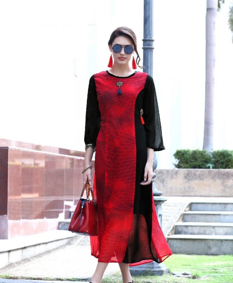 kurti black and red