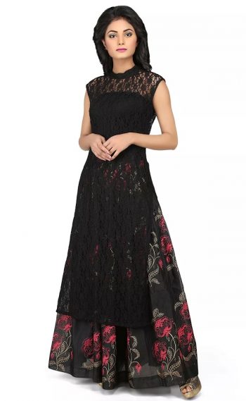 Net Black Designer ladies Kurta