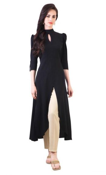 Stylish Black Kurta with Puff Sleeves