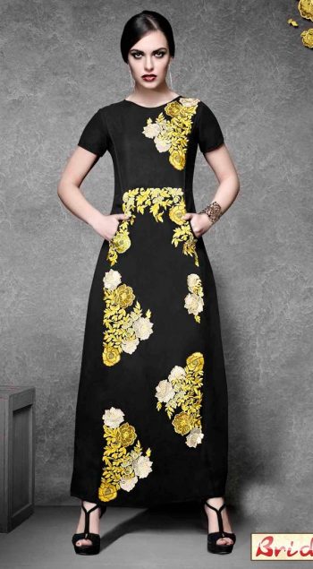 Black Kurti With Golden Embroidery