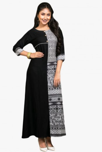 A Line Black and White Kurta for Ladies