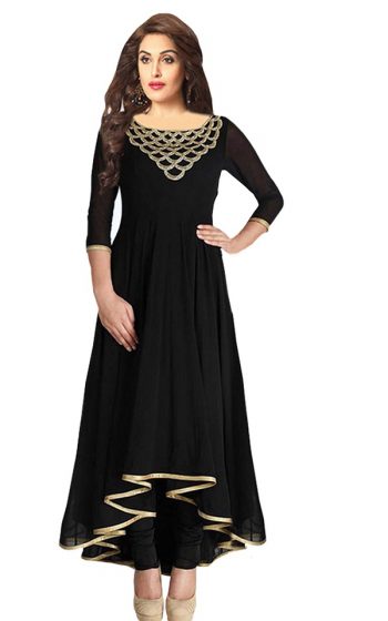 High Low Black Anarkali Kurta for Women