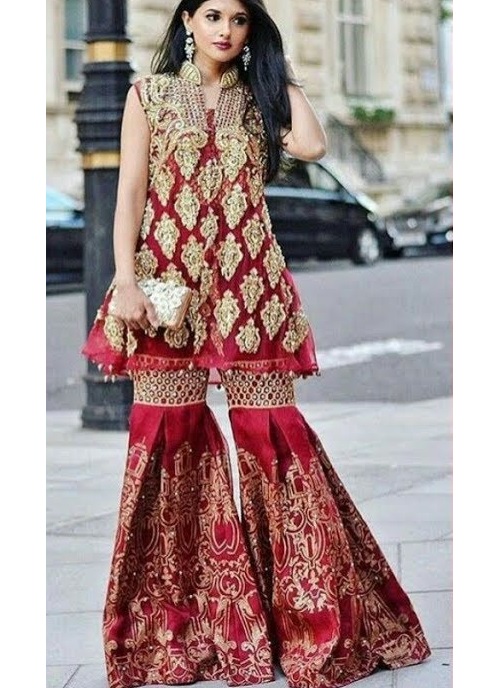 bridal red sharara kurti