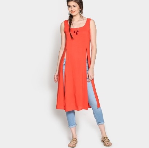 double slit kurti with jeans