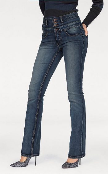 Four Buttoned High Waisted Bootcut Jeans