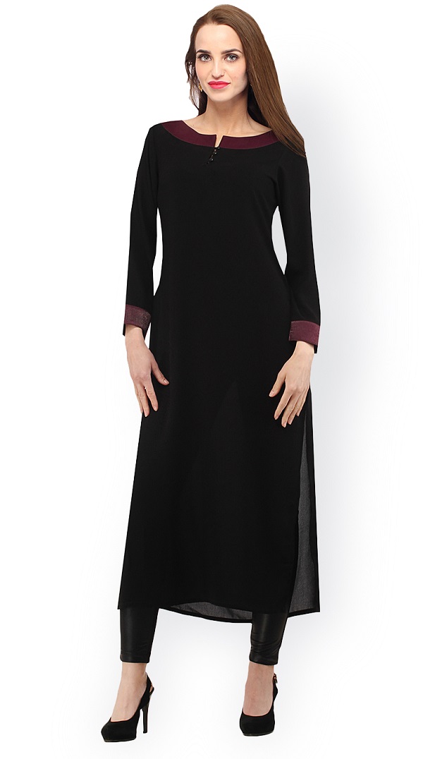 plain black kurti design 6