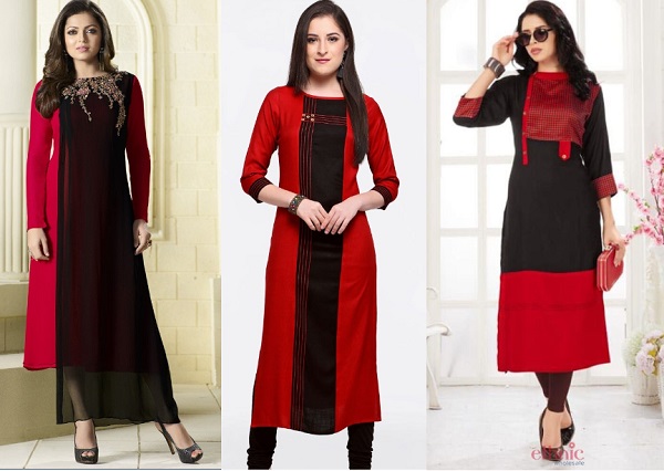 black and red kurtis