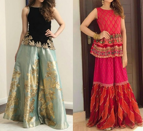 sharara and short kurti