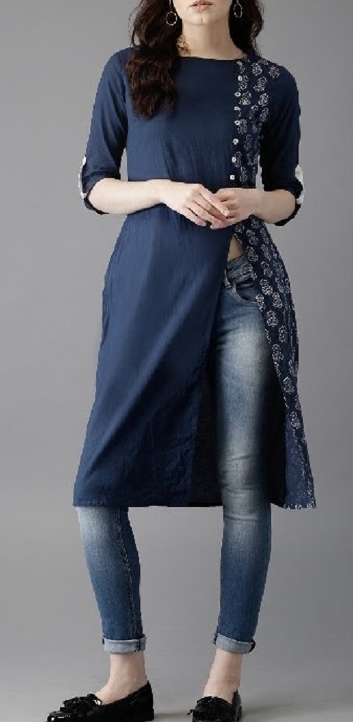 side slit kurti with jeans