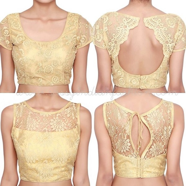 beige gold net blouse