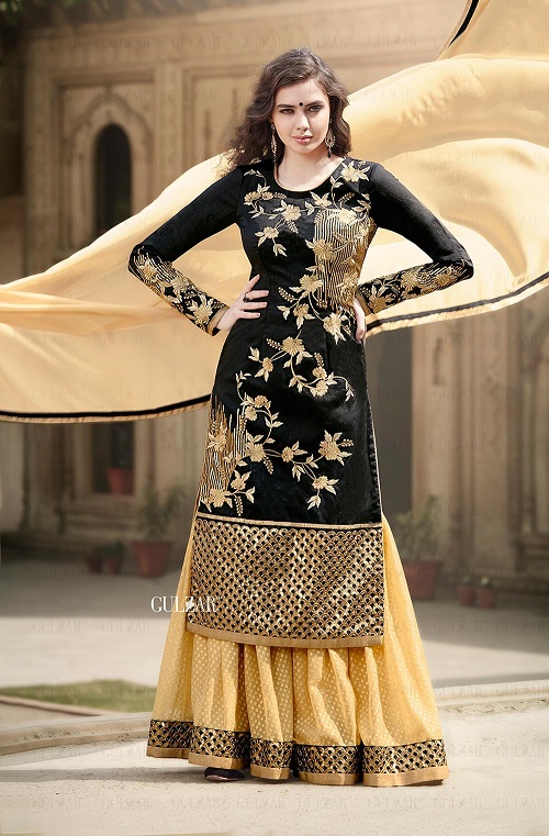 black kurta with lehenga