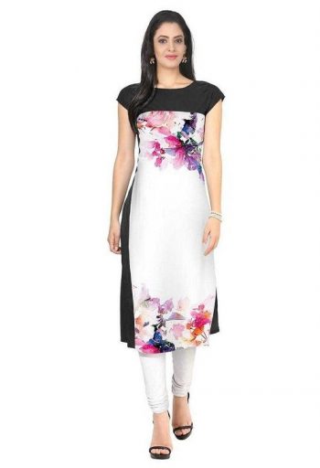 Black and white floral kurta