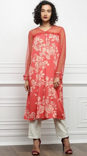 Pink floral design kurta