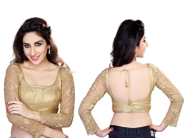 full sleeves golden blouse