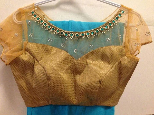 gold sequinned net blouse