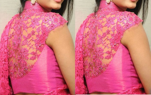 pink lace and net blouse