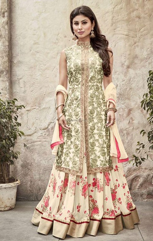 short frock kurti with lehenga