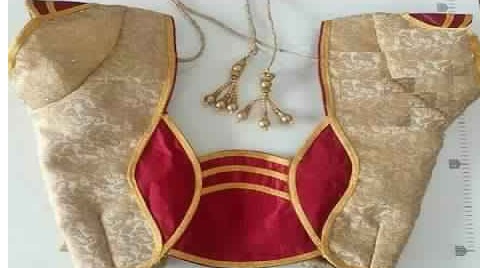 red and gold blouse design