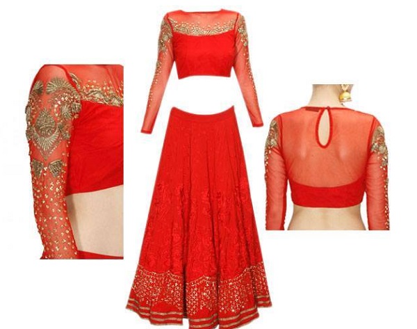 red net blouse with embroidery