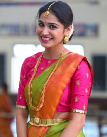 Simple Pink Pattu Saree Blouse Design