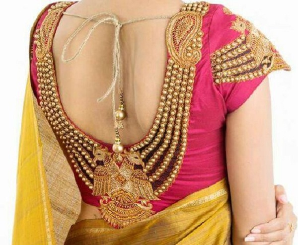 Beaded Neckline Design for Blouse