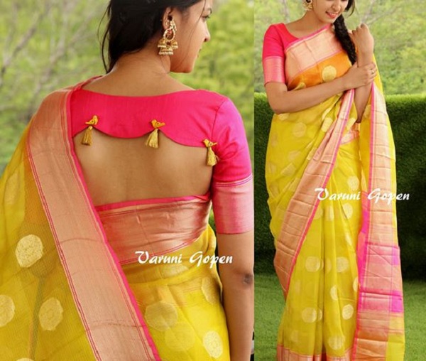 silk saree back neck design