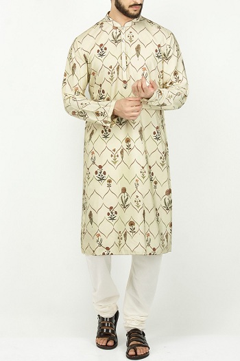 Beige Printed Kurta Design